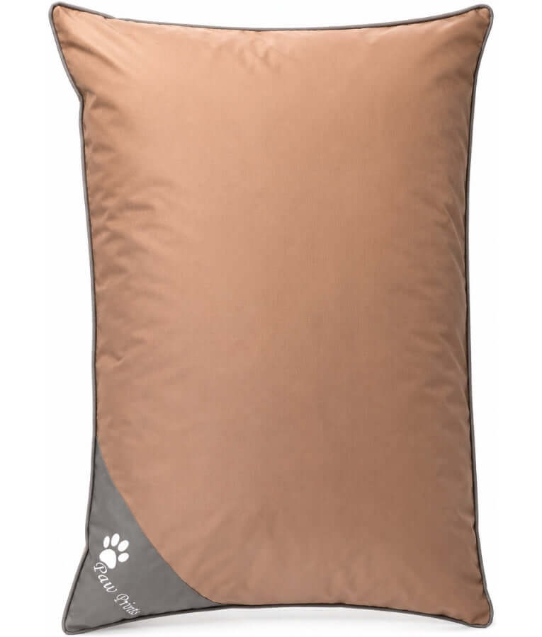 King Queen - Cushion Dog Bed, Removable Zippered Cover, Caramel & Grey - 100 × 75 × 15 cm