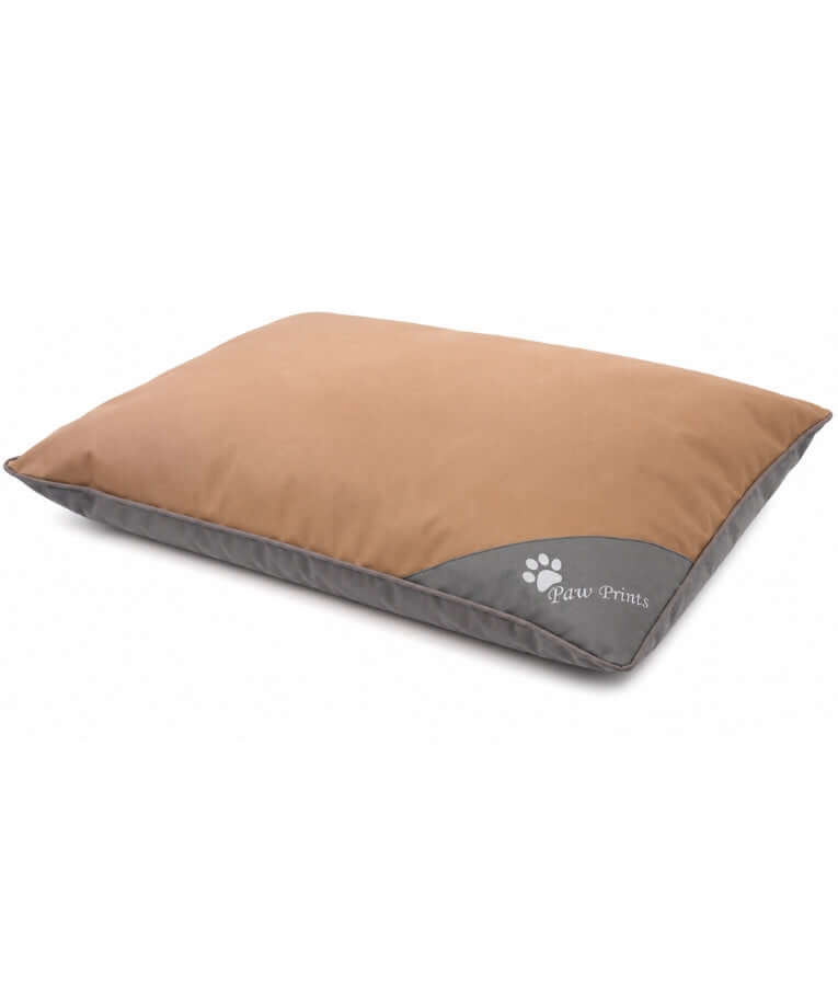 King Queen - Cushion Dog Bed, Removable Zippered Cover, Caramel & Grey - 100 × 75 × 15 cm