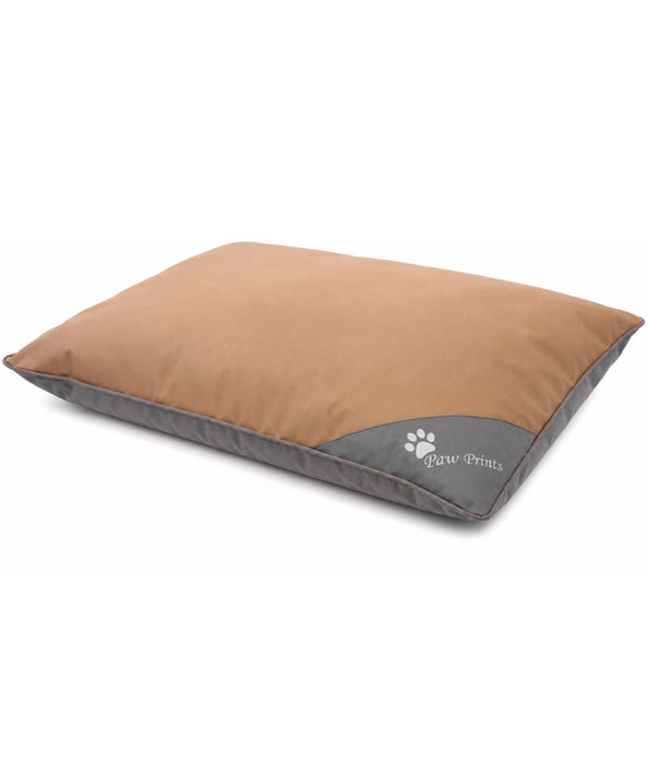 King Queen - Cushion Dog Bed, Removable Zippered Cover, Caramel & Grey - 100 × 75 × 15 cm