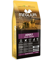 Meglium natural meal dry dog food for adults with chicken, 14kg, high quality dog food.