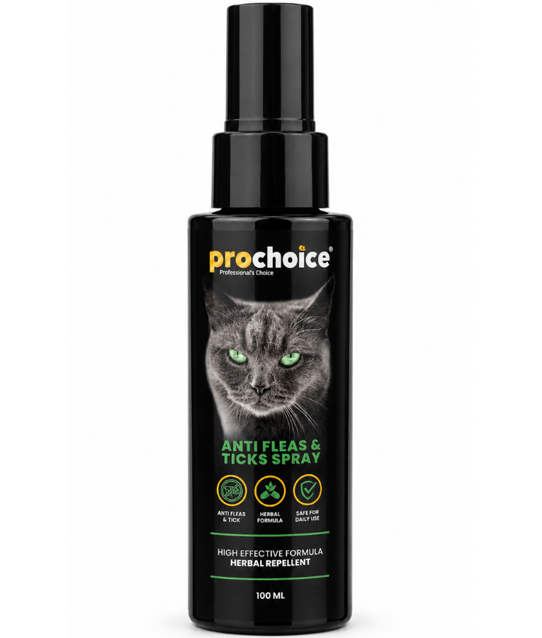 Prochoice - Anti Fleas & Ticks Spray, Herbal Repellent Formula, For Cats - 100ml