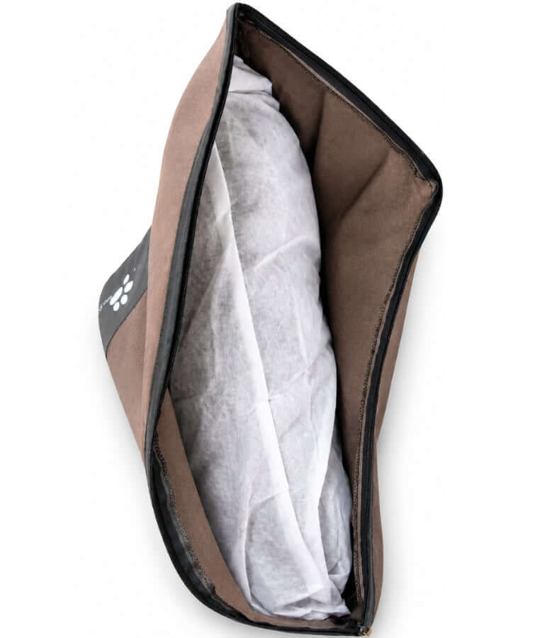 King Queen - Cushion Dog Bed, Removable Zippered Cover, Caramel & Grey - 100 × 75 × 15 cm