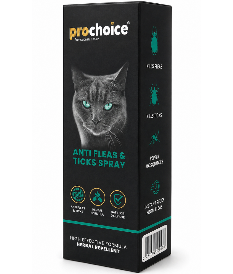 Prochoice - Anti Fleas & Ticks Spray, Herbal Repellent Formula, For Cats - 100ml