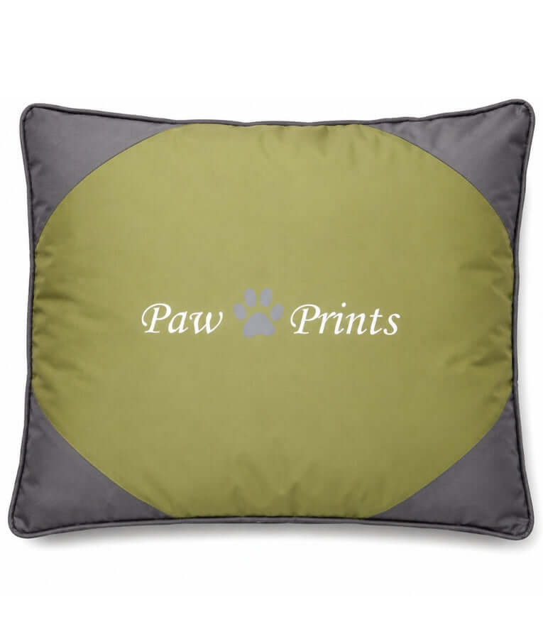 King Queen - Rectangular Cushion Dog Bed, Olive Green & Grey, Removable Cover - 65 × 50 × 15 cm