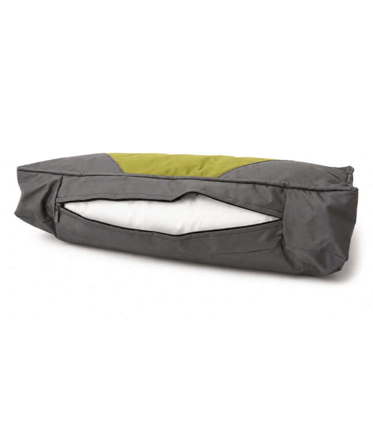 King Queen - Rectangular Cushion Dog Bed, Olive Green & Grey, Removable Cover - 65 × 50 × 15 cm