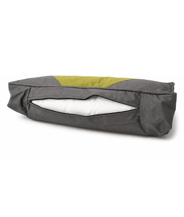 King Queen - Rectangular Cushion Dog Bed, Olive Green & Grey, Removable Cover - 65 × 50 × 15 cm