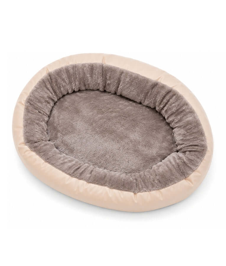 King Queen - Plush Round Pet Bed, Raised Bolster, Cozy Sleeping Bed for Dogs & Cats - 55 × 55 × 15 cm