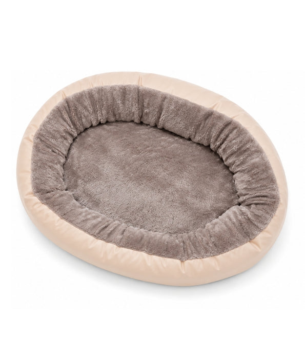 King Queen - Plush Round Pet Bed, Raised Bolster, Cozy Sleeping Bed for Dogs & Cats - 55 × 55 × 15 cm