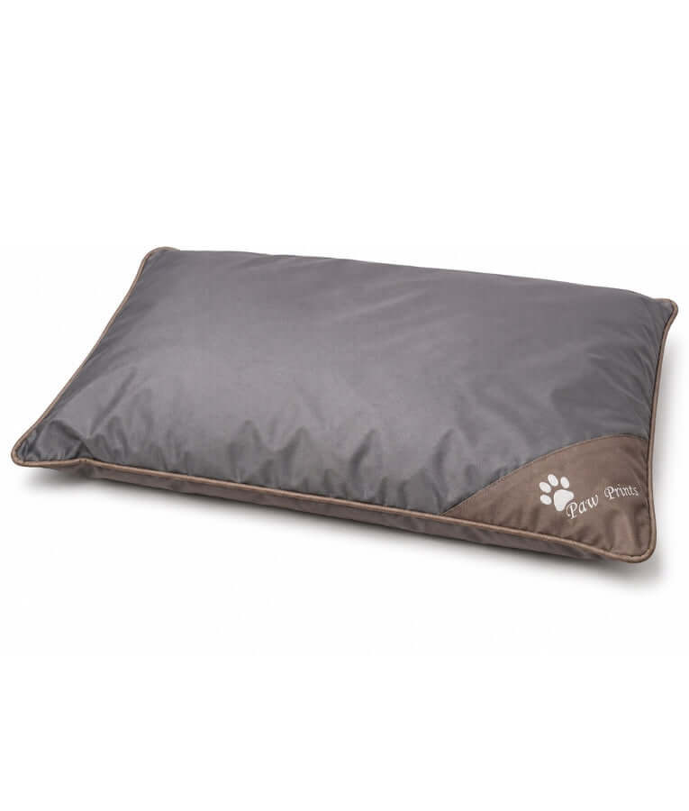King Queen - Rectangular Cushion Dog Bed, Dark Grey & Brown, Removable Cover - 85 × 60 × 15 cm