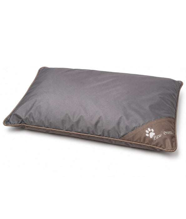 King Queen - Rectangular Cushion Dog Bed, Dark Grey & Brown, Removable Cover - 85 × 60 × 15 cm