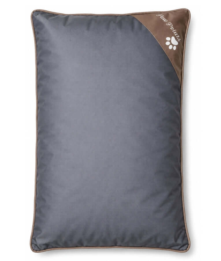 King Queen - Rectangular Cushion Dog Bed, Dark Grey & Brown, Removable Cover - 85 × 60 × 15 cm