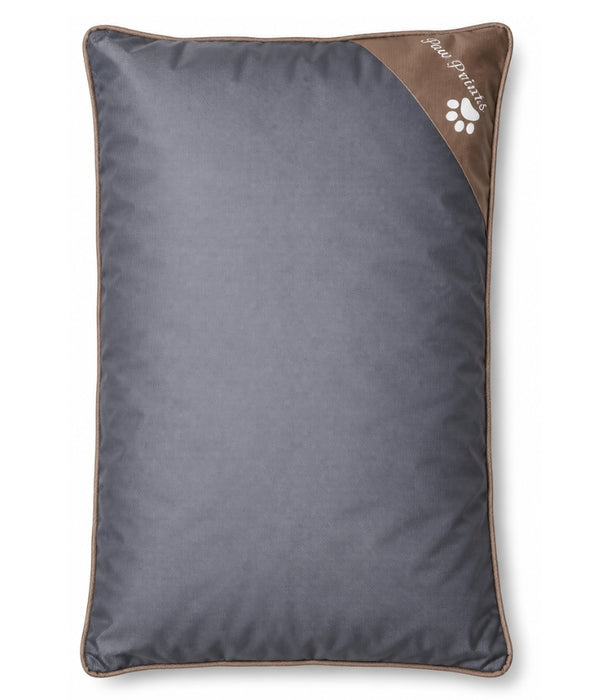 King Queen - Rectangular Cushion Dog Bed, Dark Grey & Brown, Removable Cover - 85 × 60 × 15 cm