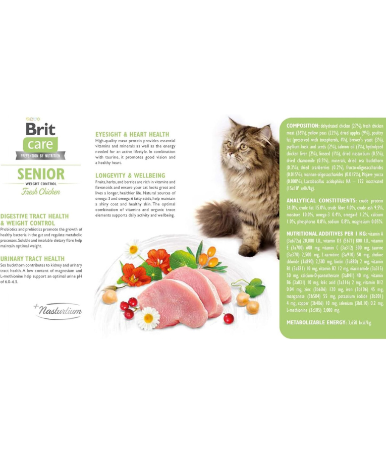 Brit Care - Senior Weight Control, Chicken, Grain-Free, Dry Cat Food - 2kg