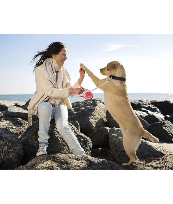 Flexi - New Comfort Tape Retractable Leash - 5m Tape - Medium Dogs up to 25kg - Red