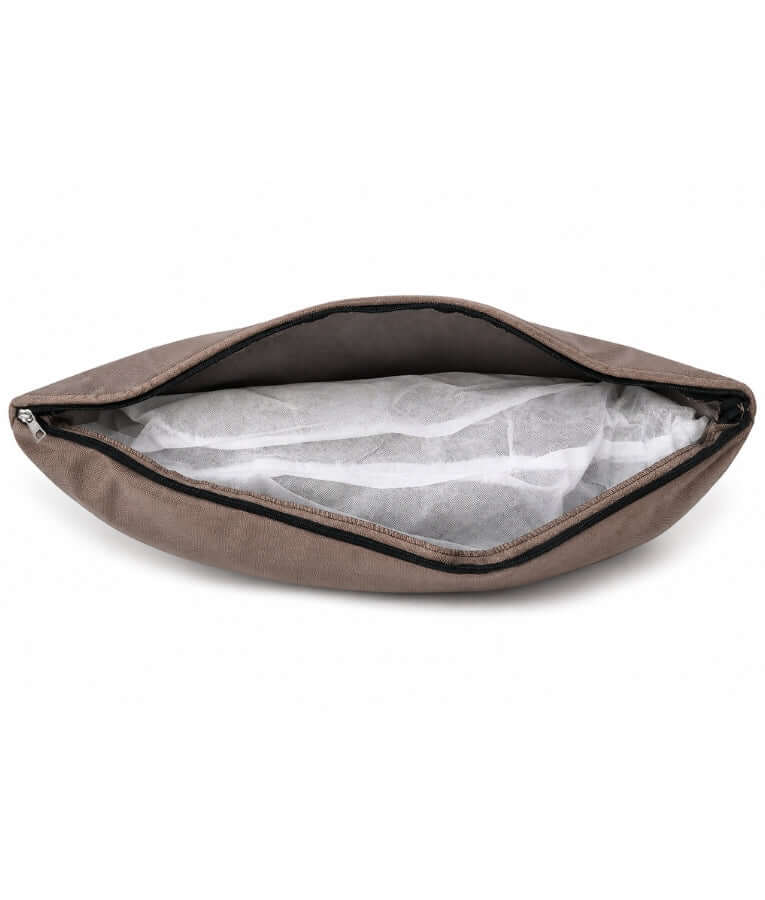 King Queen - Rectangular Cushion Dog Bed, Dark Grey & Brown, Removable Cover - 85 × 60 × 15 cm