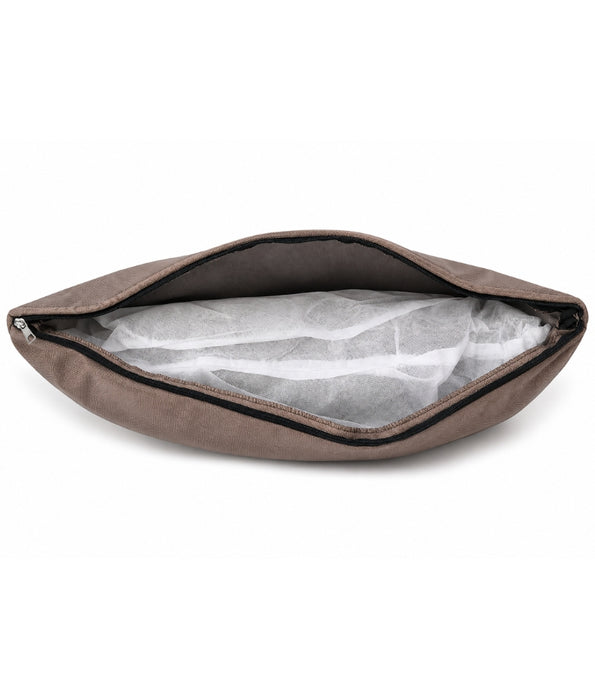 King Queen - Rectangular Cushion Dog Bed, Dark Grey & Brown, Removable Cover - 85 × 60 × 15 cm