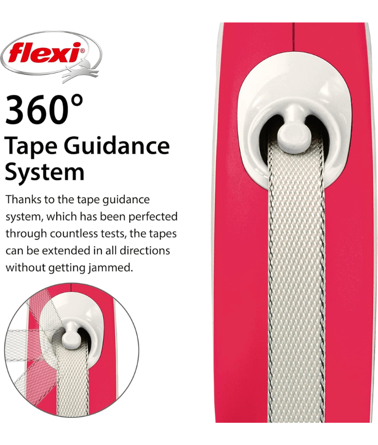 Flexi - New Comfort Tape Retractable Leash - 5m Tape - Medium Dogs up to 25kg - Red