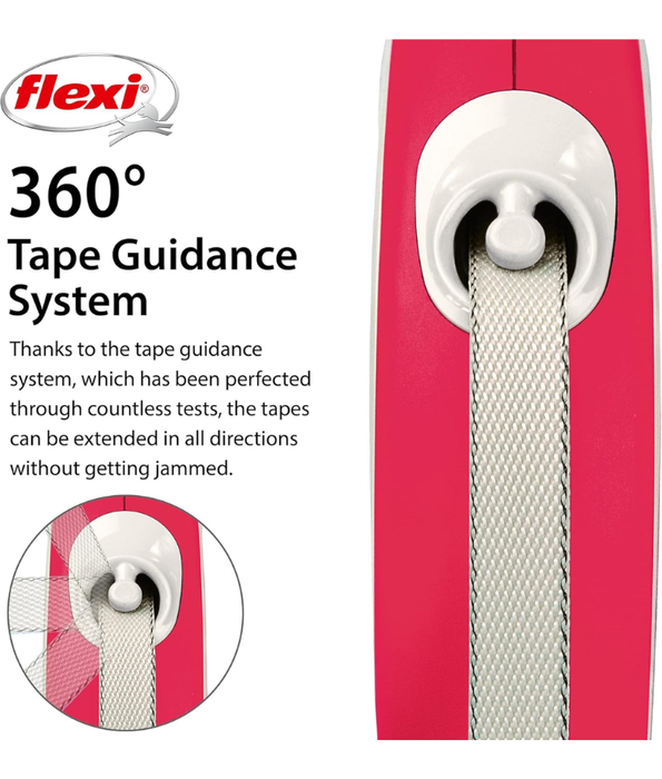 Flexi - New Comfort Tape Retractable Leash - 5m Tape - Medium Dogs up to 25kg - Red