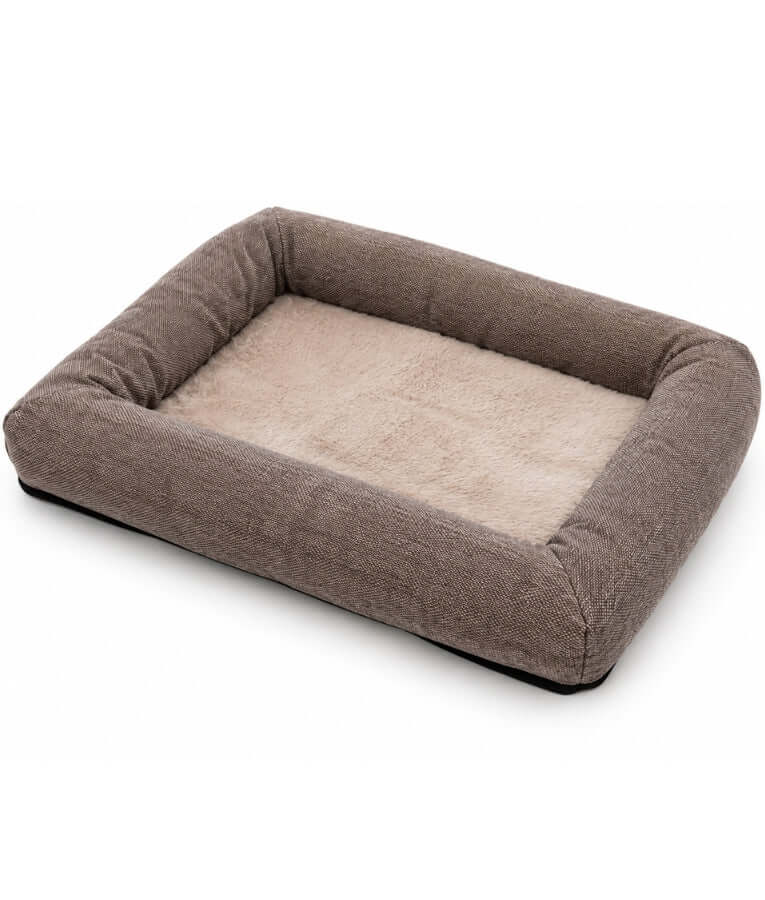 King Queen – Rectangular Plush Pet Bed, Supportive Bolster, Cozy Bed for Dogs & Cats - 58 × 45 × 10 cm