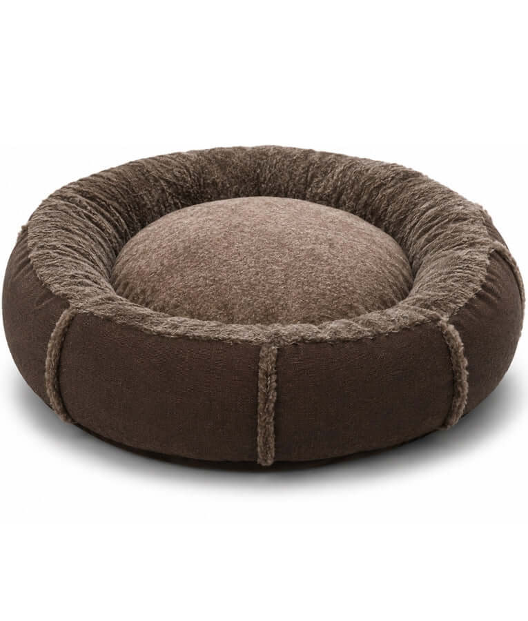 King Queen - Donut Bed, Brown, Cozy Raised Rim, for Dogs & Cats - 70x15 cm
