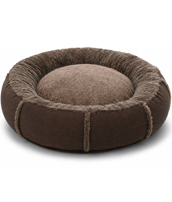 King Queen - Donut Bed, Brown, Cozy Raised Rim, for Dogs & Cats - 70x15 cm