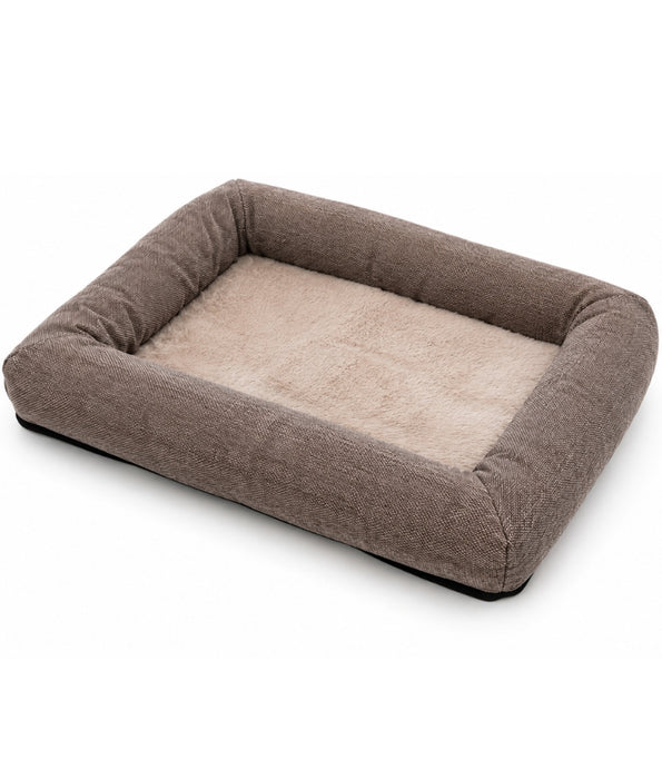King Queen – Rectangular Plush Pet Bed, Supportive Bolster, Cozy Bed for Dogs & Cats - 58 × 45 × 10 cm