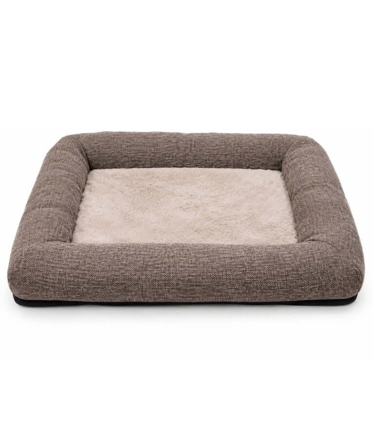 King Queen – Rectangular Plush Pet Bed, Supportive Bolster, Cozy Bed for Dogs & Cats - 58 × 45 × 10 cm