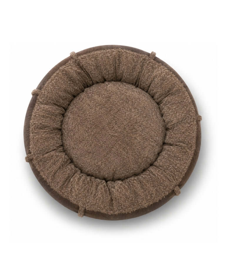 King Queen - Donut Bed, Brown, Cozy Raised Rim, for Dogs & Cats - 70x15 cm