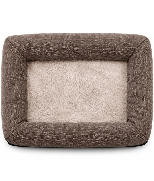King Queen – Rectangular Plush Pet Bed, Supportive Bolster, Cozy Bed for Dogs & Cats - 58 × 45 × 10 cm