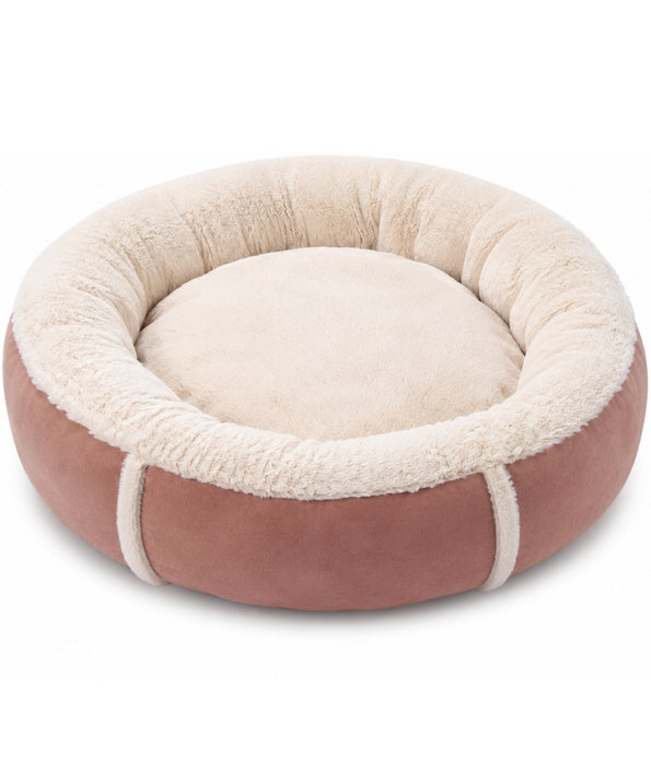 King Queen - Donut Bed, Terracotta & Cream, Cozy Raised Rim, for Dogs & Cats - 70x15 cm