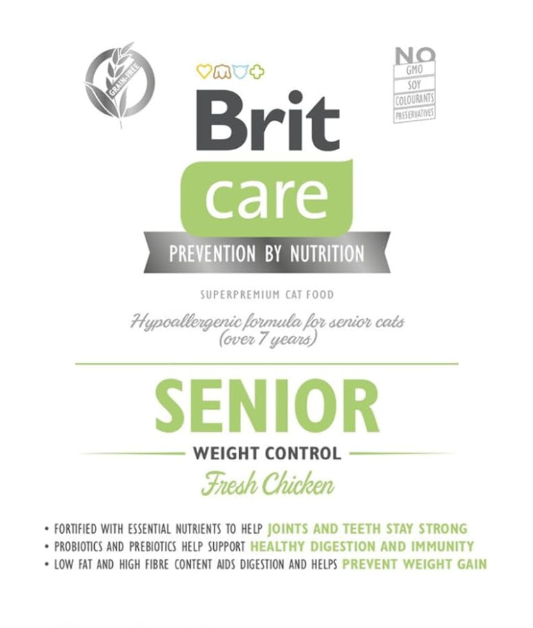 Brit Care - Senior Weight Control, Chicken, Grain-Free, Dry Cat Food - 2kg