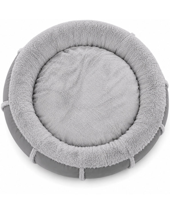 King Queen - Donut Bed, Grey, Cozy Raised Rim, for Dogs & Cats - 85x17 cm