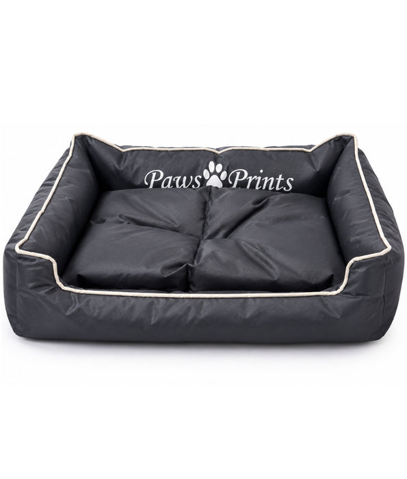 King Queen - Rectangular Pet Bed, Navy Blue, Nylon, Removable Cushion, Raised Bolsters - 80 × 65 × 20 cm