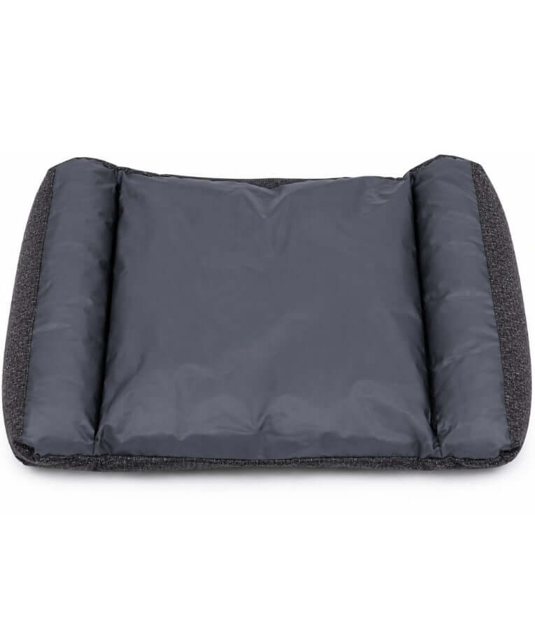 King Queen - Rectangular Dog Bed, Grey & Cream, Three Removable Cushions, Dual Side Bolsters - 105 × 70 × 20 cm