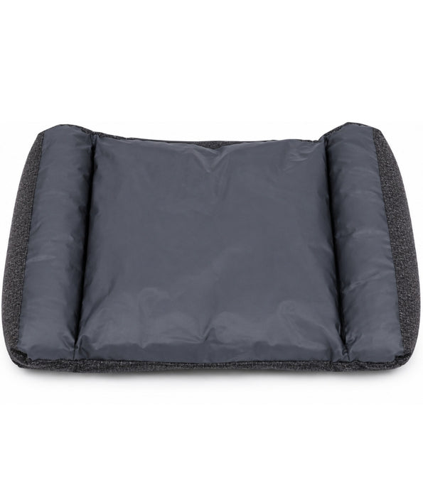 King Queen - Rectangular Dog Bed, Grey & Cream, Three Removable Cushions, Dual Side Bolsters - 105 × 70 × 20 cm