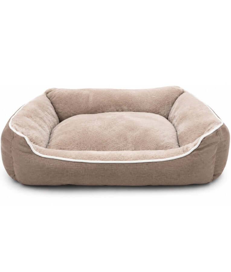 King Queen - Plush Bolster Pet Bed, Cozy Raised-Sided Comfort, Dog & Cat Bed - 70 × 60 × 20 cm