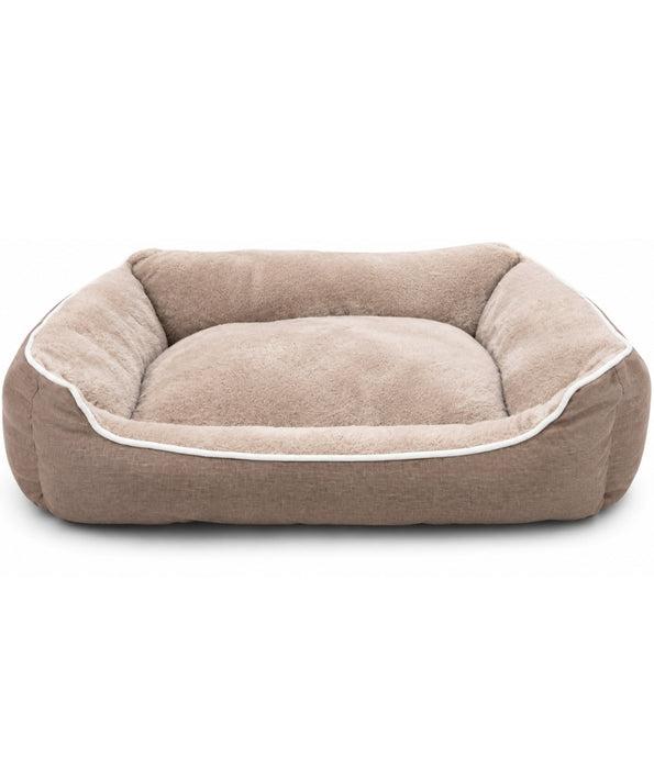 King Queen - Plush Bolster Pet Bed, Cozy Raised-Sided Comfort, Dog & Cat Bed - 70 × 60 × 20 cm