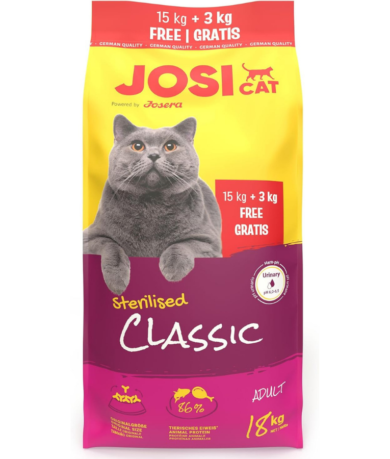 JosiCat - Sterilised Classic, Urinary Care, Adult, For Cats – 15kg+3kg Free
