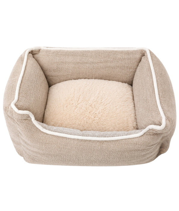 King Queen - Plush Pet Bed, Cozy Raised-Side Comfort Bed, Small Size - 45 x 35 x 18 cm