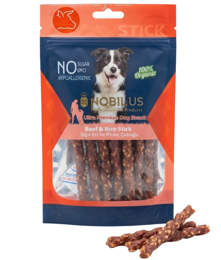 Nobilus - Beef and Rice Stick With Duck Breast, Hypoallergenic, All Life Stages, Dog Treats - 80g