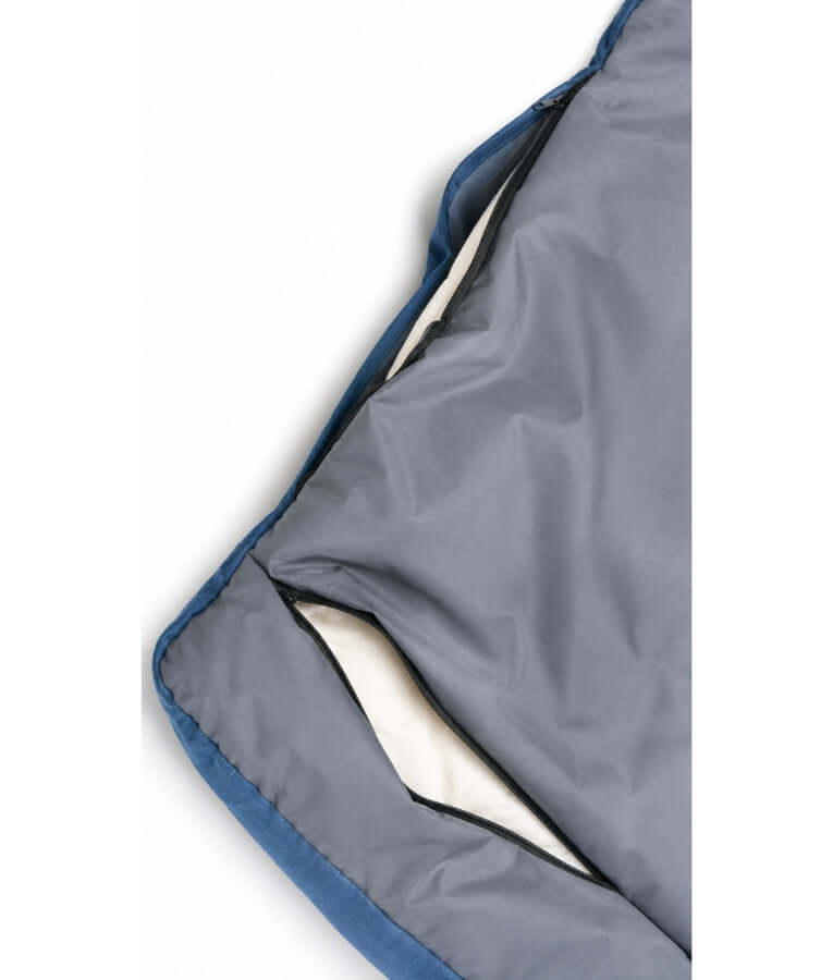 King Queen - Rectangular Dog Bed, Blue & Grey, Three Removable Cushions, Dual Side Bolsters - 105 × 70 × 20 cm