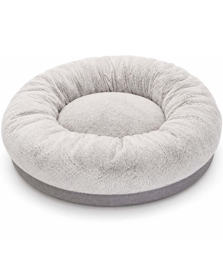 Tall Tails - Cuddle Donut Plush Dog & Cat Bed, Calming Faux Fur, Raised Supportive Rim - 85x85x30 cm
