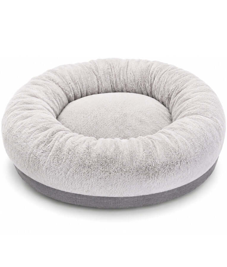 Tall Tails - Cuddle Donut Plush Dog & Cat Bed, Calming Faux Fur, Raised Supportive Rim - 85x85x30 cm