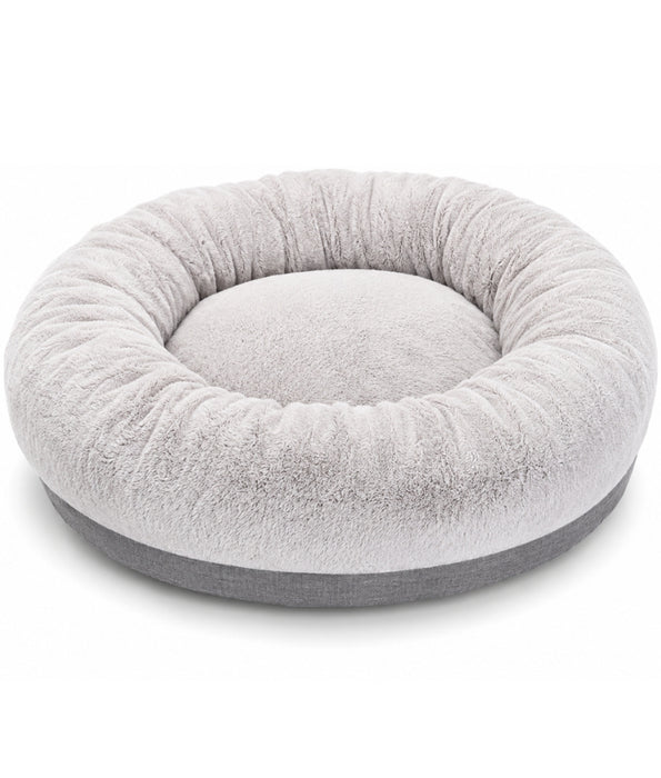 Tall Tails - Cuddle Donut Plush Dog & Cat Bed, Calming Faux Fur, Raised Supportive Rim - 85x85x30 cm