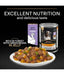 Pro Plan turkey dog food in jelly served on a plate with vegetables, promoting excellent nutrition for dogs.
