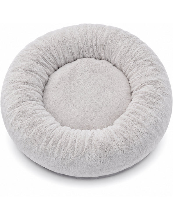 Tall Tails - Cuddle Donut Plush Dog & Cat Bed, Calming Faux Fur, Raised Supportive Rim - 85x85x30 cm