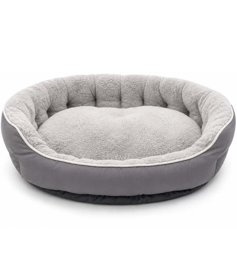 King Queen - Plush Bolster Pet Bed, Raised Supportive Sides, Cozy Sleeping Cushion - 75 x 60 x 20 cm