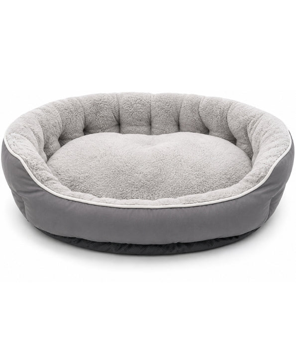 King Queen - Plush Bolster Dog Bed, Raised Supportive Sides, Cozy Sleeping Cushion - 75 x 60 x 20 cm