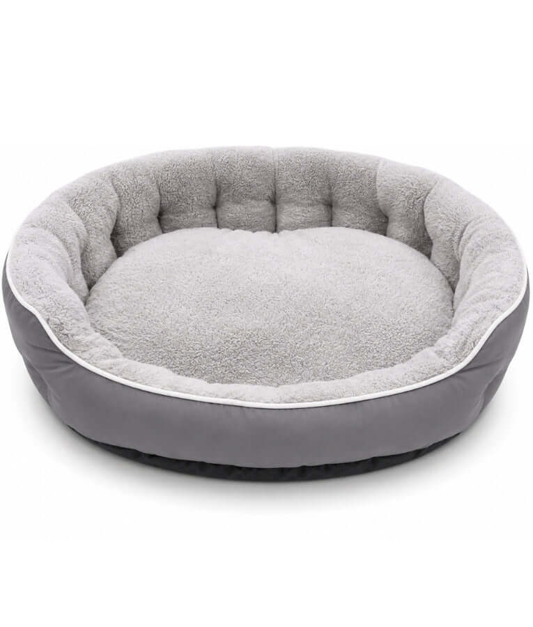 King Queen - Plush Bolster Pet Bed, Raised Supportive Sides, Cozy Sleeping Cushion - 75 x 60 x 20 cm