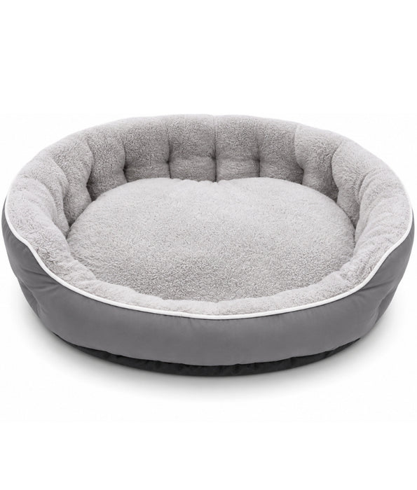 King Queen - Plush Bolster Dog Bed, Raised Supportive Sides, Cozy Sleeping Cushion - 75 x 60 x 20 cm